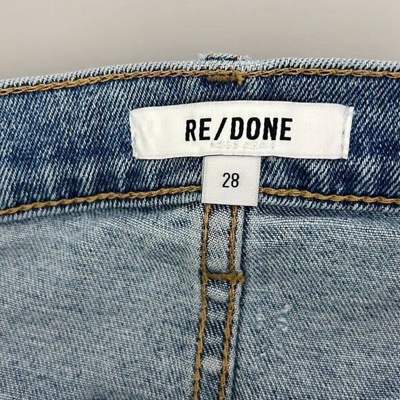 NWT Re/Done 70s High Rise Stove Pipe frayed straight-leg jeans Size 28 - Picture 6 of 12